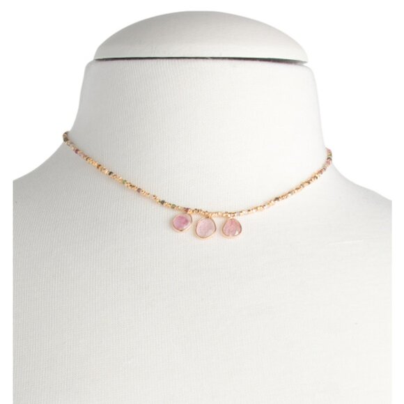 SHAANTI JEWELS Made In India 18kt Gold Plated Sterling Silver Tourmaline Necklac - Picture 2 of 2